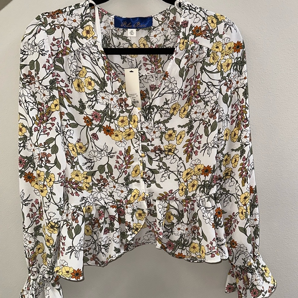 NEVER WORN- Floral Peplum blouse (size XS)